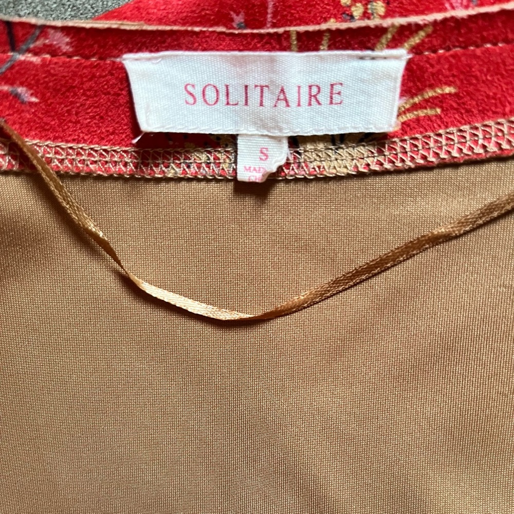 Anthropologie Solitaire red Suede Large Floral
Open Front Kimono Jacket - Picture 10 of 10
